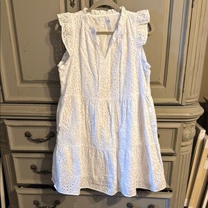 Time and Tru White Eyelet Ruffle Top